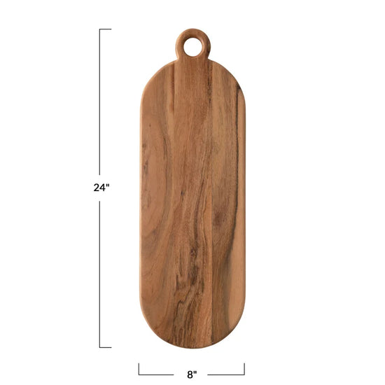 Oval Acacia Wood Board w/Handle