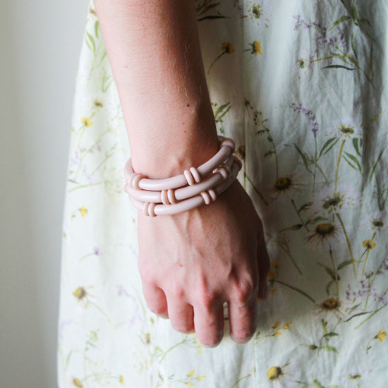Set of 3 Beige Skinny Tube Bracelets