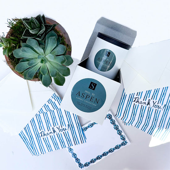 Aspen Blue Stationery and Succulent Gift Box