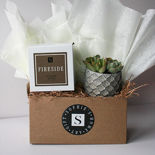 Lattice Succulent + Seasonal Candle Gift Box