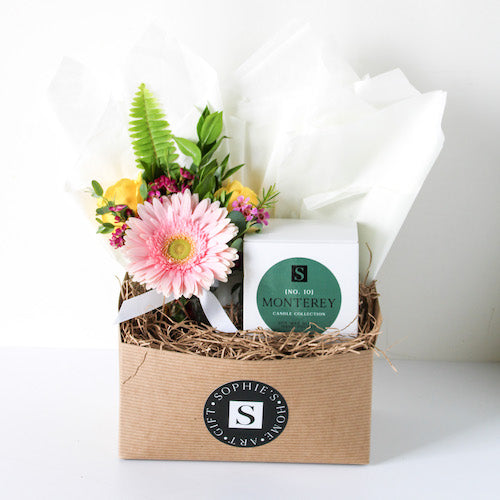 Flower Gift Box + Signature Monterey Candle