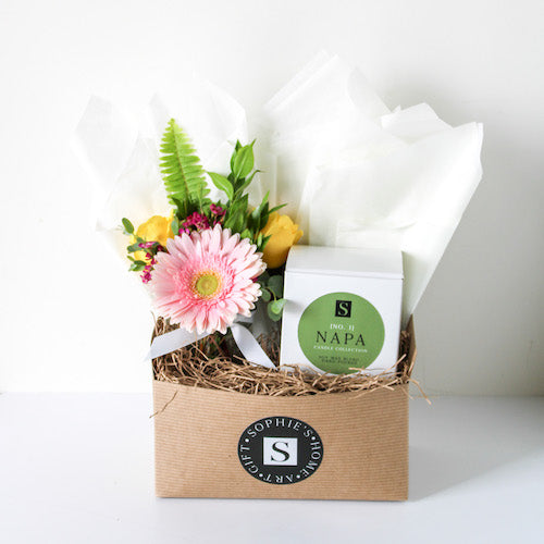 Flower Gift Box + Signature Napa Candle