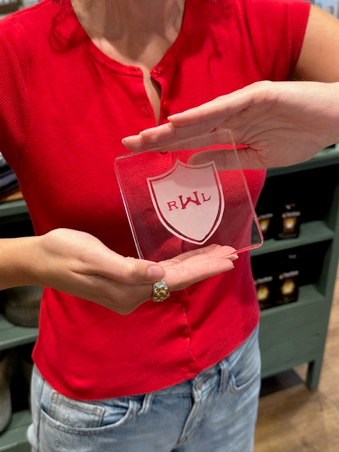 Lucite Square 4-Coaster w/ Monogram
