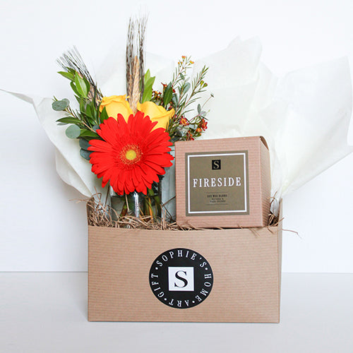 Flower Gift Box + Signature Fireside Candle