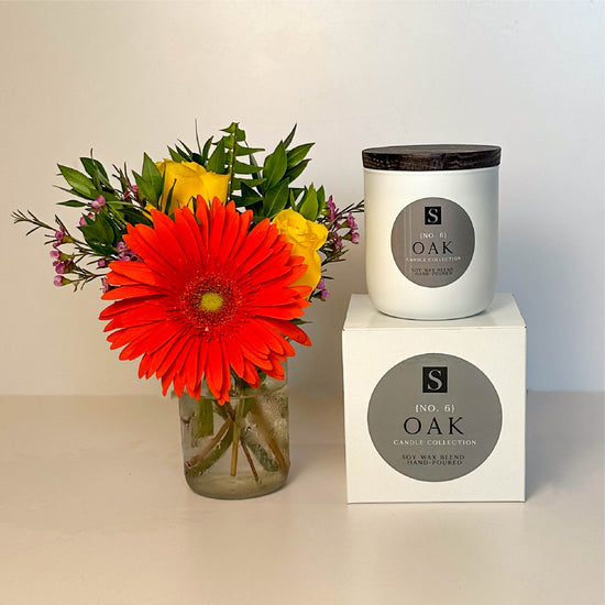 Flower Gift Box + Signature Oak Candle