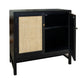 Black Two Door Cabinet w/Natural Raffia Panels