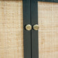 Black Two Door Cabinet w/Natural Raffia Panels