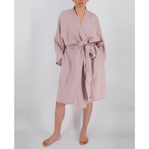 Pink Linen Mid-Length Robe