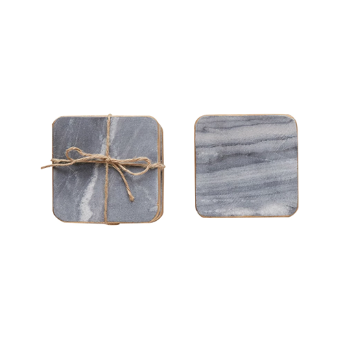 S/4 Square Marble Coasters