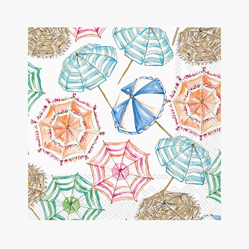 Coral Umbrella Cocktail Napkin