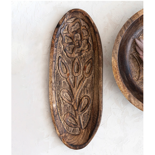 Decorative Hand-Carved Mango Wood Tray