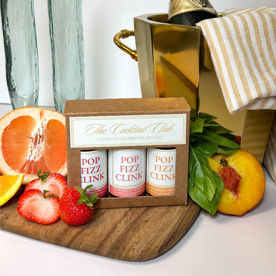 Set of Three Pop Fizz Clink Champagne Mixer Gift Set