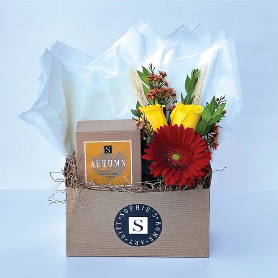 Fall Flower Gift Box + Signature Autumn Candle