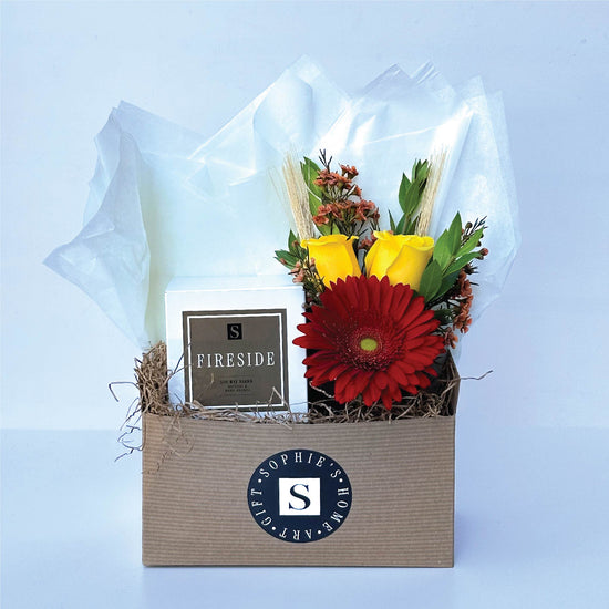 Fall Flower Gift Box + Signature Fireside Candle