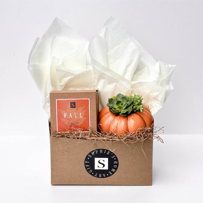 Fall Signature Candle with Orange Pumpkin Succulent