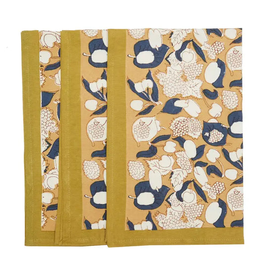 Forest Harvest Mustard & Blue Tea Towel