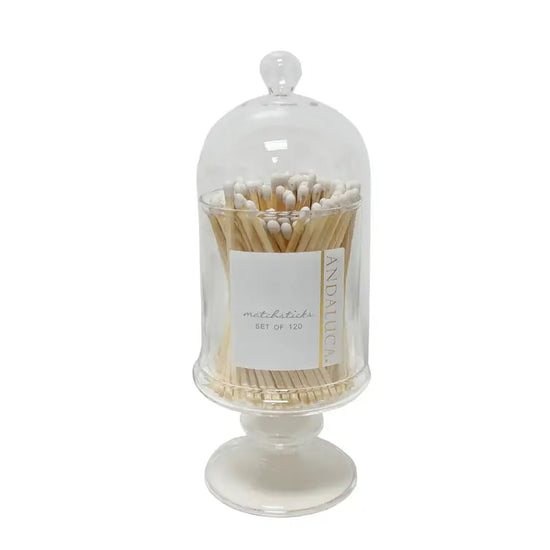 Glass Jar with Lid & 120 Wooden White Matches