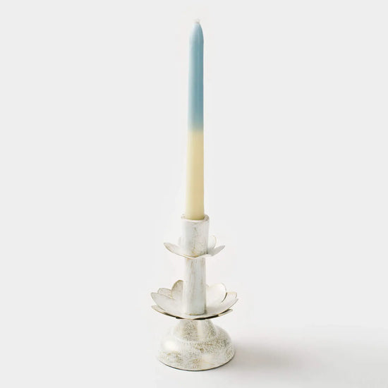 Small White Lily Tapered Candleholders