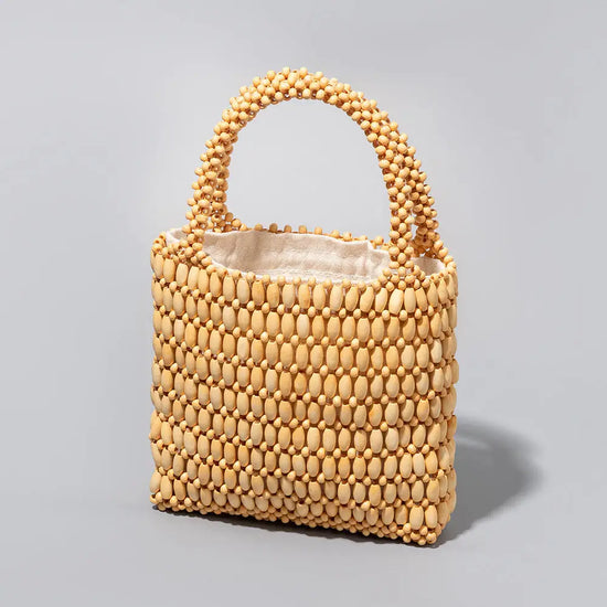 Yellow Bead Woven Handbag