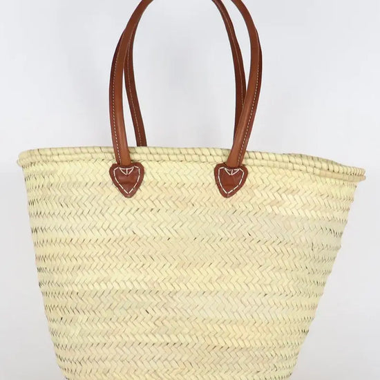 Straw Handmade Bag with Leather Handles