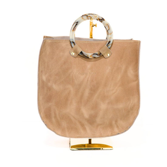 Tan Leather Ring Handle Tote