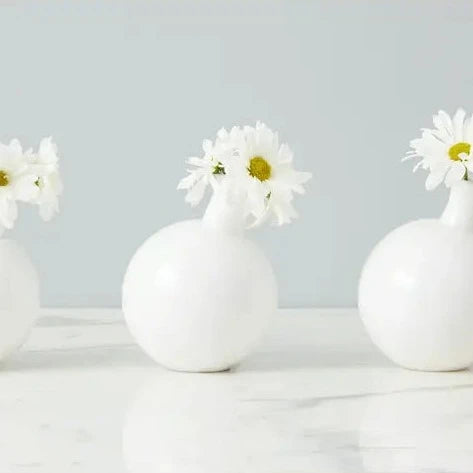 White Sphere Bud Vase