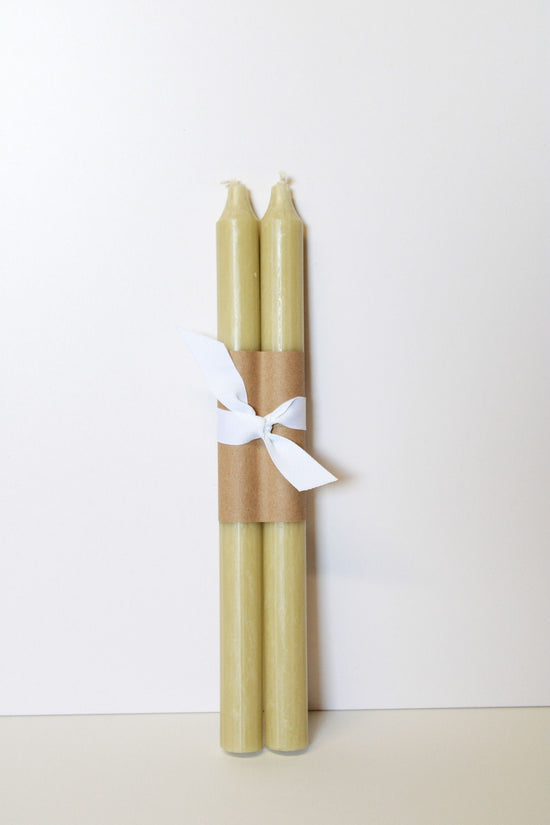 Set of 2 Khaki Taper Candles