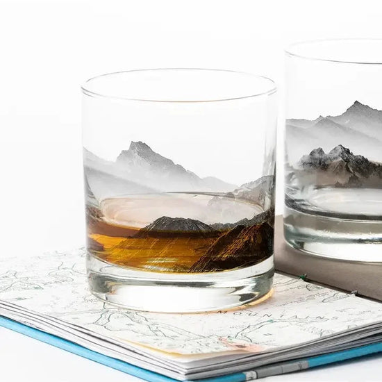 S/2 Mountains and Clouds Whiskey Glasses