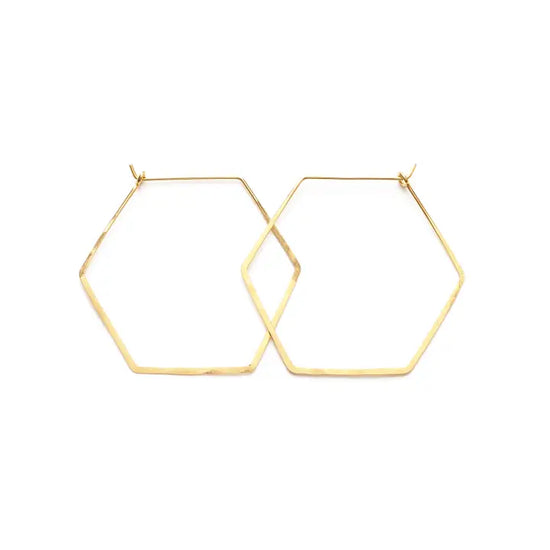 Gold Hexagon Hoops