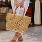 Petite Flower Crochet Straw Bag