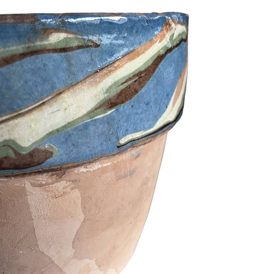 Small Marbleized Blue Cottage Crafted Flowerpot