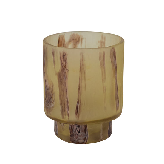 Marbled Yellow Glass Footed Tealight