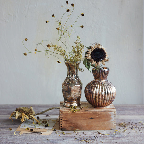 Oxidized Silver Glass Vase