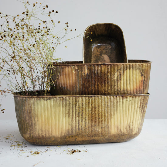 Brash Finish Pleated Planter