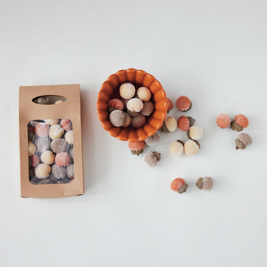 Velvet Grey, Rust & Cream Acorns