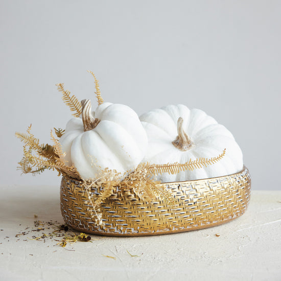 Large Cream Resin Pumpkin