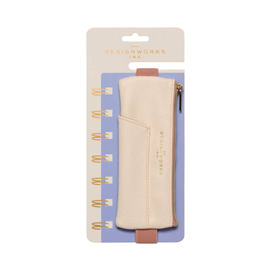 Cream + Taupe Vegan Leather Pen Pouch