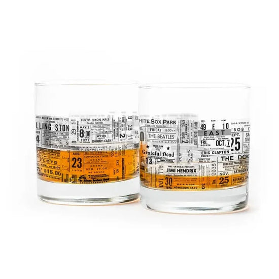 S/2 Concert Ticket Whiskey Glasses