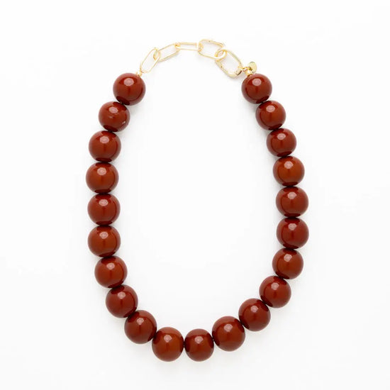 Brown Iris Large Resin Bead Necklace