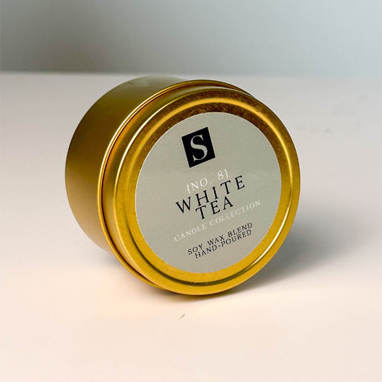 White Tea Gold Tin Candle