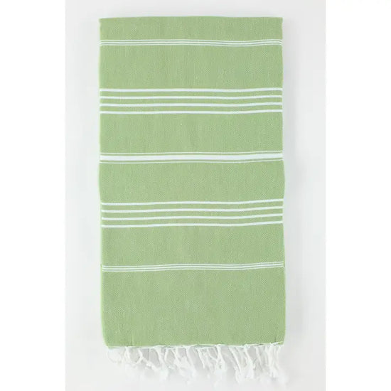 Green Turkish Classic Striped Peshtemal Towel
