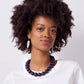 Navy Iris Large Resin Bead Necklace
