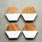Hexagon Marble + Wood Coasters