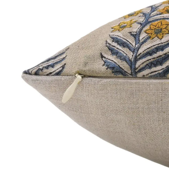 Navy + Mustard Flower Vintage Pillow