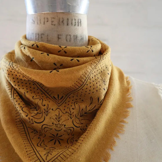 Desert Gold Black Ink Botanical Print Bandana