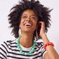 Aqua Iris Large Resin Bead Necklace