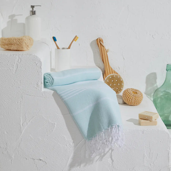 Sea Foam Striped Turkish Towel