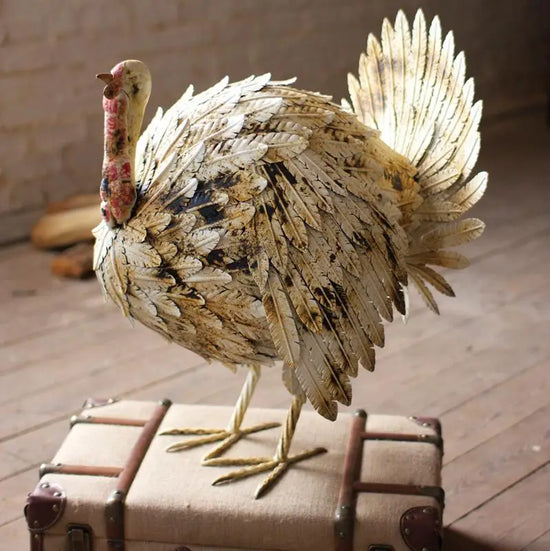 White Painted Metal Turkey