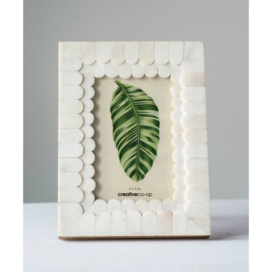 White Scalloped Bone Photo Frame