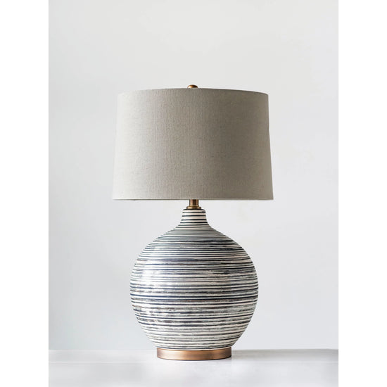 Natural + Grey Ceramic Lamp